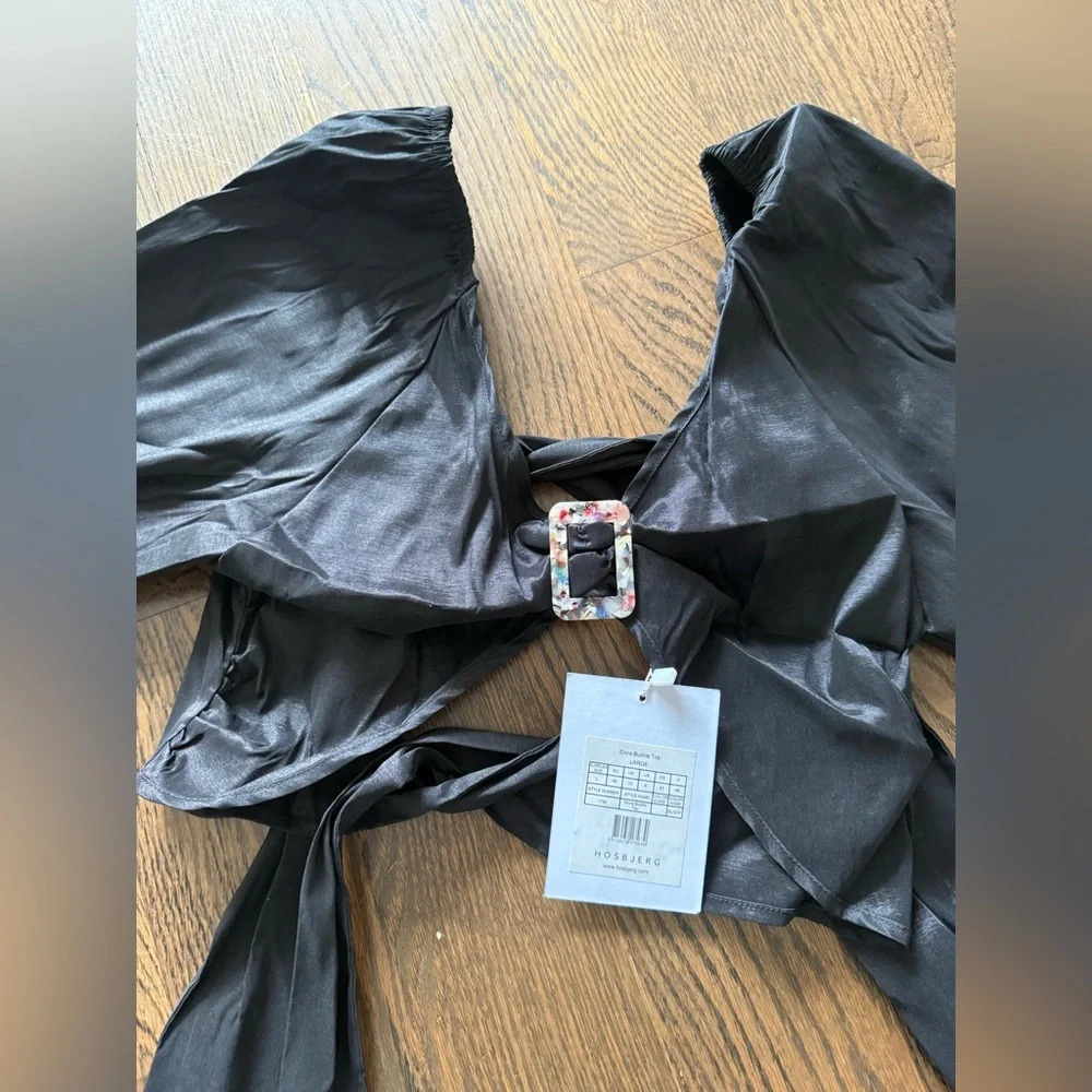 Nwt Hosbjerg Crop Top Back Tie Shirt Size L — image 6 of 7